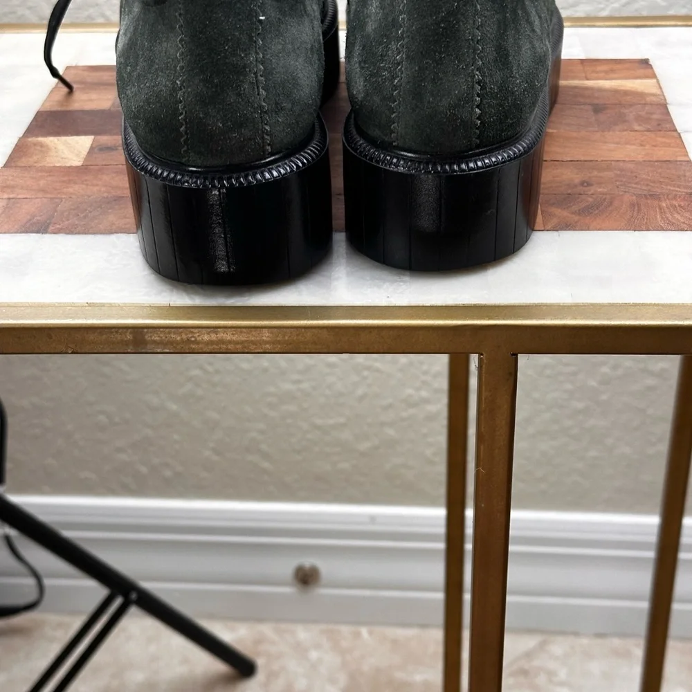 Robert Clergerie sz 41.5 suede leather green platform shoes‎ Paris France NWOT